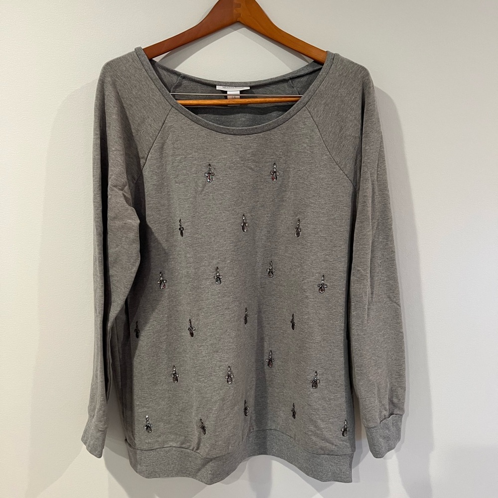 COPY - Motherhood Maternity Beautiful Gray Sweater with Rhinestone Details Size…